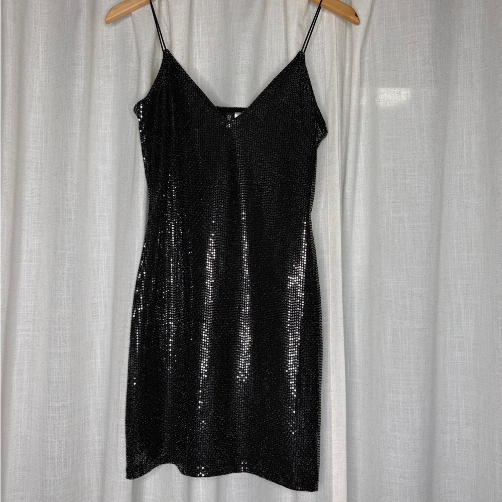 Dark Navy Sequin Slip Dress